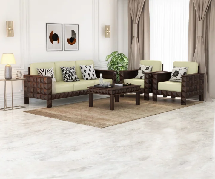 Morris 3+1+1 Wooden Sofa Set (1)