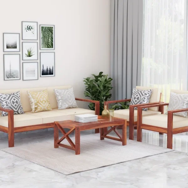 Romy 3+1+1 Wooden Sofa Set