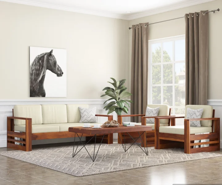 Victor 3+1+1 Wooden Sofa Set (1)