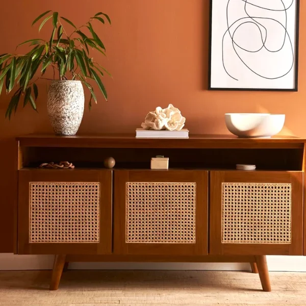 Amy Sheesham Wood & Rattan TV Unit