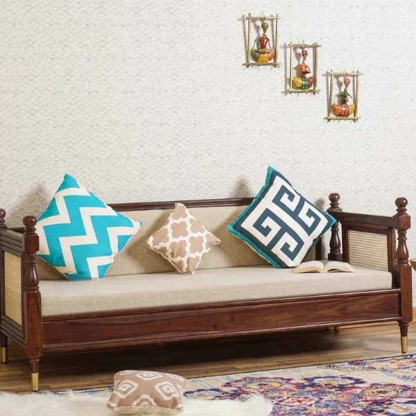 Boston Sheesham Wood Rattan Cane Three Seater sofa