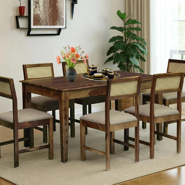 Bree Sheesham Wood 6 Seater Dining Set In Provincial Teak Finish