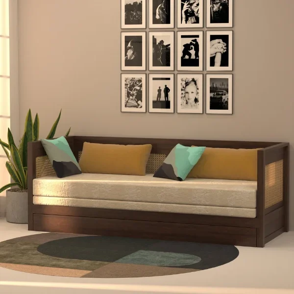 Daybed with Cane Panels and Pull-Out Trundle Bed