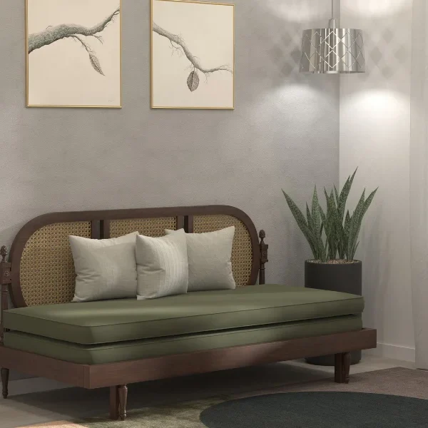 Elegant Cane-Style Day Bed with Extended Lounging Backrest