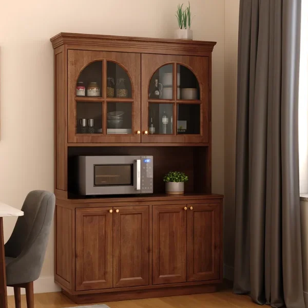 Nivrit Wood Arch Glass Kitchen Cabinet