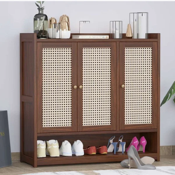 Simon Acacia Wood Cane Shoe Rack