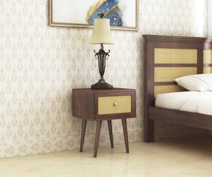 Syrus Solid Sheesham Wood One Drawer Bedside Cane (1)