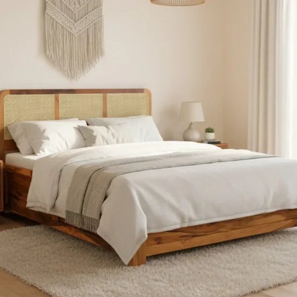 Tamara Real Teak Solid Wood Hydraulic Bed