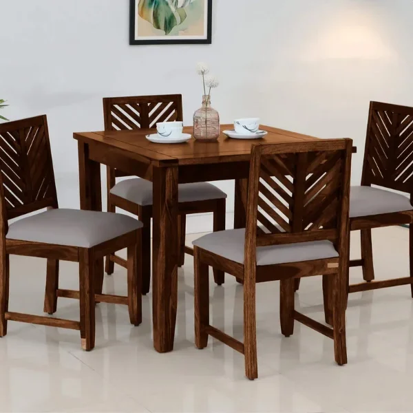 Tourconing Sheesham Wood 4 Seater Dining Set In Provincial Teak Finish