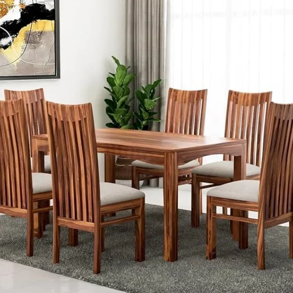 6 Seater Dinning Table with 6 Cushioned Chairs for Home